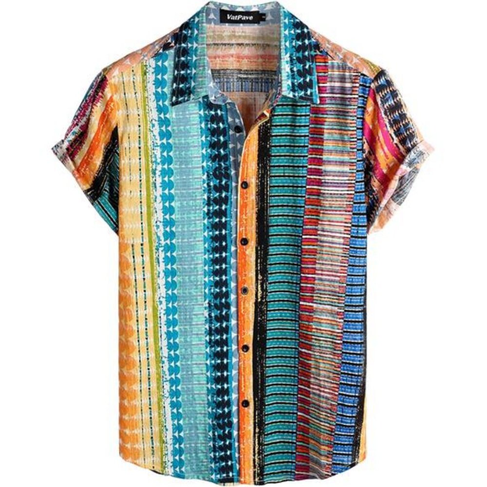 Mens Casual Hawaiian Floral Shirts Short Sleeve Button Down Tropical